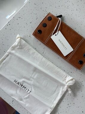 Hammitt Brown Leather Card Wallet with Black Studs